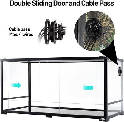 50 Gallon Reptile Tank, Glass Reptiles Terrarium 36" x 18" x 18", Sliding Door, Top Ventilation, Cable Pass, Humidify Hole, Glass Reptile Cage Habitat for Bearded Dragon, Lizard, Snake, Gecko