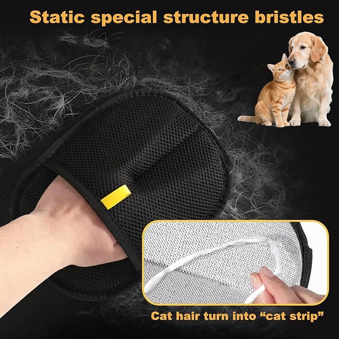 2 Pack Pet Hair Removal Gloves for Cats & Dogs,2025 Electrostatic Pet Hair Removal Gloves for Bedding,Reusable & Washable Efficient Grooming Gloves for Clothing,Furniture,Carpet,Car Seat,Pet Grooming