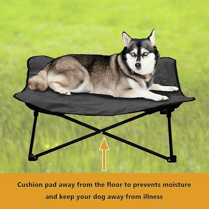 Elevated Dog Bed, Portable Raised Pet Cot for Outdoor and Indoor Folding Dog Cot Bed with Padded Filling Carrying Bag Included Pet Raised Travel Lounger for Camping Traveling (36x36x12inch)