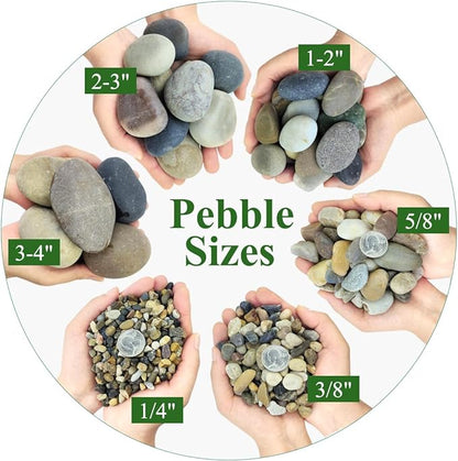 40lbs Natural River Rocks, 1-2" Premium Pebbles for Garden and Landscape Design, Hand-Picked Smooth Stones for Fish Tank, Flower Pots, Indoor Water Fountains, Pathways, Backyard