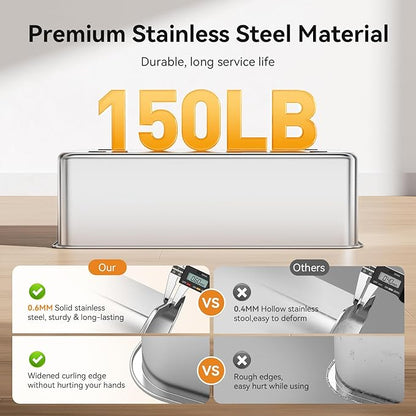 2 Pack Cat Pan Giant 28" Extra Large Stainless Steel Cat Litter Pan Metal Cat Litterbox for Big Cats and Multiple Cats, Anti-Leakage, Easy Cleaning