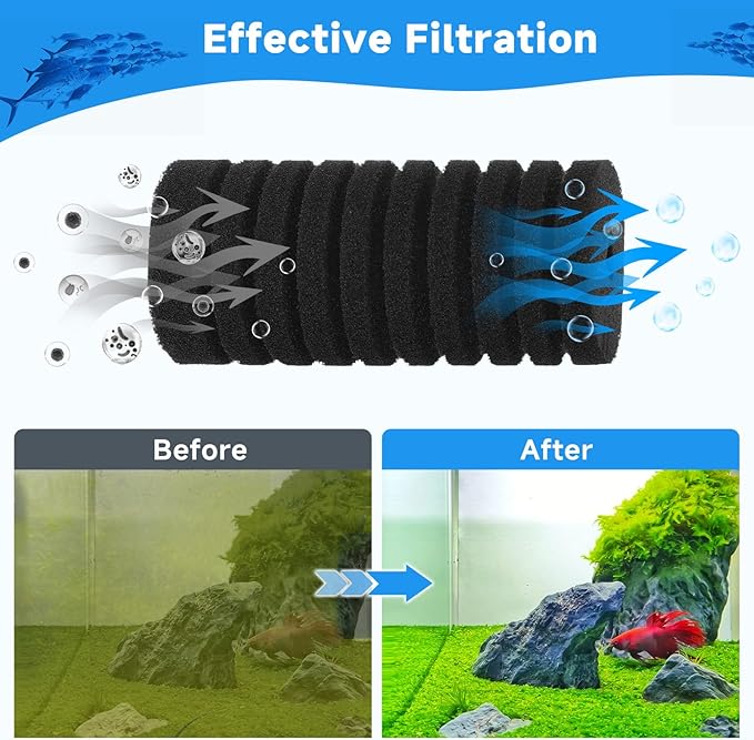 AQQA 4 Pack Aquarium Sponge Filter Replacement for AQ016-L