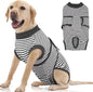 FUAMEY Dog Recovery Suit Male,Dogs Surgery Neuter Suits Puppy Spay Shirts for Female Protect Dog's Skin Anti Licking Abdominal Wounds Doggie Onesie Pet Bodysuit Alternative to Cone Gray Stripes XL