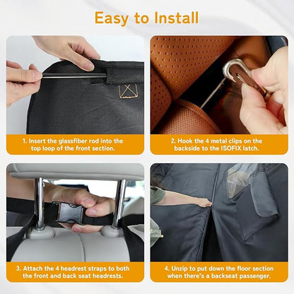 Full-Coverage Dog Seat Cover for Back Seat, 600D Ripstop Dog Hammock for Car,100% Waterproof CarSeat Protector, Suv Cargo Liner for Dogs, Armrest&Child Car Seat Accessible,Install Once,Stay Put