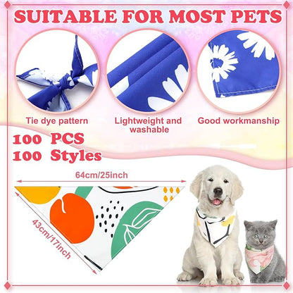 150 Pcs Dog Bandanas Bulk Pet Bibs Colorful Triangle Scarf Pet Bandanas for Medium Large Dogs Spring Summer Birthday Costume Decoration (Boho)