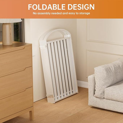 6 Panles Full Matel Freestanding Dog Gates with Door, 144"Extra Wide 36"Tall Free Standing Dog Pet Gate for Indoor & Outdoor. Foldable Pet Fences for Doorways, House, Stairs, Porch, Deck, Yard