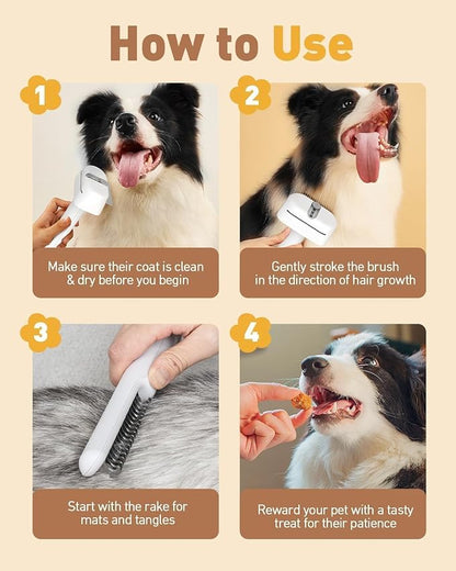 3-in-1 Dog Brush for Shedding, Multifunctional Deshedding Dog Brush for Short Haired Dogs and Cats, Pet Combs for Grooming Matting, Effectively Deshedding and Removes Dirt for Pets