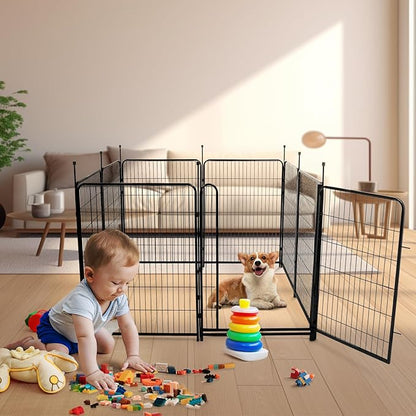 Garden Fencing 36 inch High, 10 Panels Total 22.1 Ft(L) Dog Fence Outdoor for Yard, Gate 21 inches Wide with Low Sills. Animal Barrier Fence, Fencing for Garden Beds, Rabbit Fences