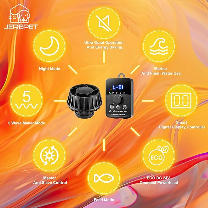 3400GPH Aquarium Wave Maker DC24V Power head with Magnetic Mounting,Wavemaker with Controller for 100-200 Gallon Fish Tanks