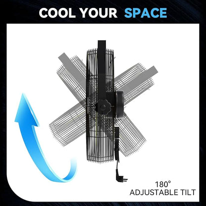 2600 CFM 14 inch Outdoor High Velocity Wall Mounted Fan, 3-Speed Metal Fans with IP44 Enclosure Motor, Industrial Grade Weatherproof Wall Fan for Patio, Greenhouse, Garage, and Gazebo