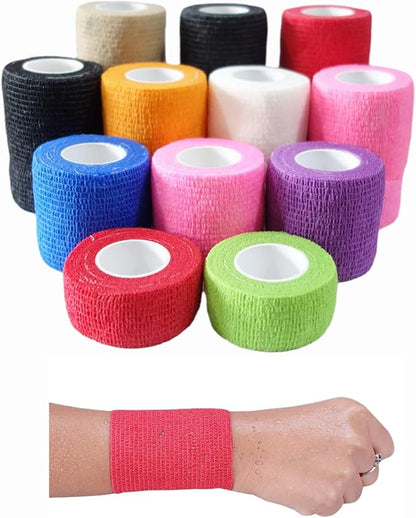 6 Pack 2" x 5 Yards Self Adhesive Bandage Wrap Breathable Cohesive Vet Wrap for Pets, Elastic Self-Adherent Tape for Sports, Wrist, Ankle (Black)