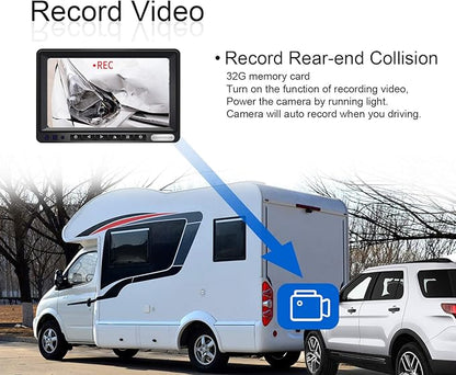 1080P FHD Digital Wireless Backup Camera System Kit for RV/Truck/Trailer/Van/Bus,Night Vision,7inch HD LCD Monitor,IP69 Waterproof Rear View Camera No Interference Record-HW02-M