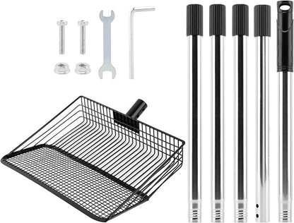 10inch Chicken Poop Scooper, Chicken Coop Scoop for Poop, 4 Sections Extended with 22 to 77inch Stainless Steel Adjustable Handle, Litter Scooper Sifting Shovel