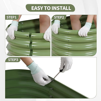 Galvanized Raised Garden Bed Outdoor- 2 Pcs Raised Beds for Gardening| Metal Planter Box, Steel Raised Garden Bed Kit with Gloves for Vegetables, Flower, Herbs (4x2x1FT, Green)