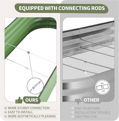 Galvanized Raised Garden Bed Outdoor- Raised Beds for Gardening| Metal Planter Box, Steel Raised Garden Bed Kit with Safety Edging and Gloves for Vegetables, Flower, Herbs (6x2x1.4FT, Green)
