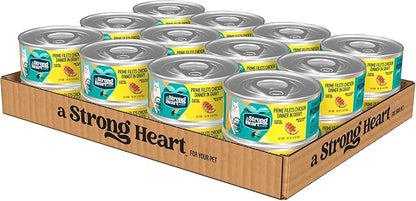 A Strong Heart Canned Wet Cat Food, Prime Filets Chicken Dinner in Gravy - 5.5 oz Cans (Pack of 24), Made in The USA with Real Chicken
