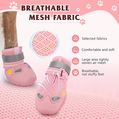 Dog Shoes for Large Medium Small Dog, Mesh Breathable Dog Shoes for Hot Pavement, Anti-Slip Dogs Boots Paw Protectors with Reflective for Outdoor Walking Indoor Hardfloors (Size 8)