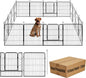 Dog Playpen,24 32 40 48 in(H) Pet Fence Outdoor for Rv Camping,Garden Fence Medium Animal Barrie for Yard,11Ft(L)-56Ft(L) Black Metal Temporary Fencing