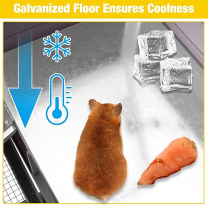 AIVITUVIN Wooden Guinea Pig Cage Indoor with Cooling Plate and Anti-Chewing Edges Two-Story Rabbit Hutch Pull Out Tray Outdoor Rabbit Cage with Raised Stand and Wire Mesh Small Animals Cage (Grey)