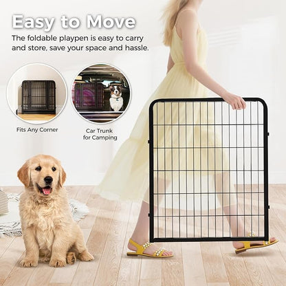 40 Inch Dog Playpen - 16 Panels Metal Pet Exercise Pen for Medium-Large Dogs, Indoor/Outdoor Dog Fence for Yard, Garden, Camping & RV Travel