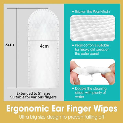 Ear Wipes for Dogs & Cats - Comfortable Finger Design, Gentle Ear Wax, Debris, and Dirt Cleaning | 50-Count Pack