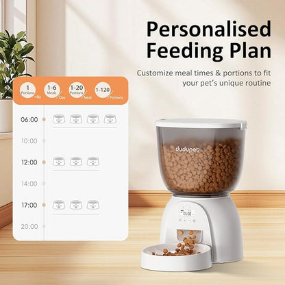 5L/21 Cup Automatic Cat Feeder, Timed Cat Dry Food Dispenser, Automatic Pet Feeders Dual Power Supply, 6 Meal Programmable 1-20 Portion Cats Feeder, Auto Dog Feeders,Pet Food Dispenser for Cats, Puppy