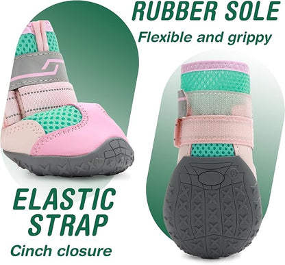 Dog Shoes for Large Dogs, Anti-Slip Dog Boots for Winter Snow, Hot Pavement, Dog Booties & Paw Protectors Pink Size 8