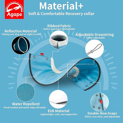 Agape Soft Cone for Cats & Small Dogs, Comfy Pet Cone to Stop Licking, Adjustable Cat E Collar Alternative After Surgery, Protective Elizabethan Collar for Pup & Kitty, Water Repellent Recovery Cone