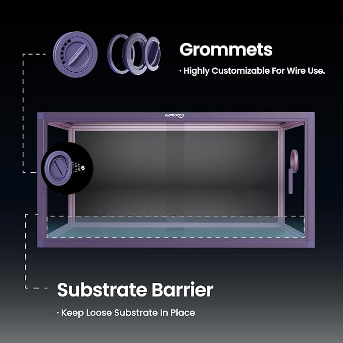 50 Gallon Bearded Dragon Tank, Reptile Enclosure for Easy Maintenance, Front Opening Reptile Tank with Top Screen Ventilation & Glass Sliding Door 36''x18''x18''