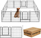 Dog Playpen,24 32 40 48 in(H) Pet Fence Outdoor for Rv Camping,Garden Fence Medium Animal Barrie for Yard,11Ft(L)-56Ft(L) Black Metal Temporary Fencing