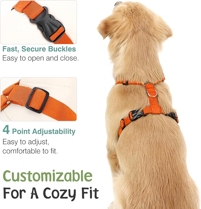 Dog Seat Belt, Safety Vest Dog Car Harness with Adjustable Buckle Dog Seat Belt for Vehicle Nylon Pet Safety Seat Belts Heavy Duty(L, Orange)