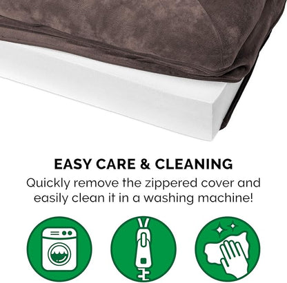 Furhaven Orthopedic Dog Bed for Large Dogs w/ Removable Bolsters & Washable Cover, For Dogs Up to 125 lbs - Faux Fur & Velvet Sofa - Driftwood Brown, Jumbo Plus/XXL