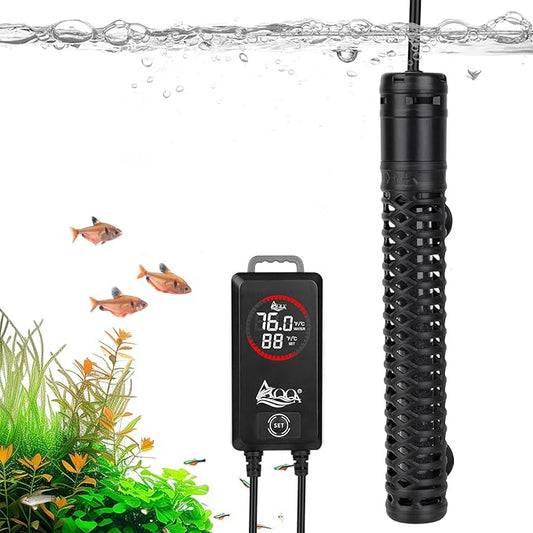 AQQA Aquarium Heater,Submersible Fish Tank Heater 59-93°F/15-34°C External Controller,Rapid Heating,Ultra-high Temperature Protection,Automatic Power-Off When Leaving Water (1000W for 172-227 Gallon)