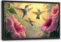 Framed Large Hummingbird Wall Art for Living Room, Oversized Rustic Bird Flower Wall Decor Floral Canvas Painting Nature Sunrise Pictures Modern Artwork for Bedroom Office Dinging Room 36"x24"