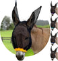 Donkey Fly Mask with Long Ears (Orange) Made in USA - Mule Fly Mask with Ears Protection from Insects and Bugs, Small Donkey Soft Mesh Fabric with Adjustable Fastener, Face Cover Supplies for Donkeys