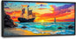 Framed Large Ship Wall Art for Living Room, Oversized Coastal Beach Boat Wall Decor Nautical Seascape Sailboat Canvas Painting Modern Artwork Home Decoration for Living Room Bedroom 60"x30"