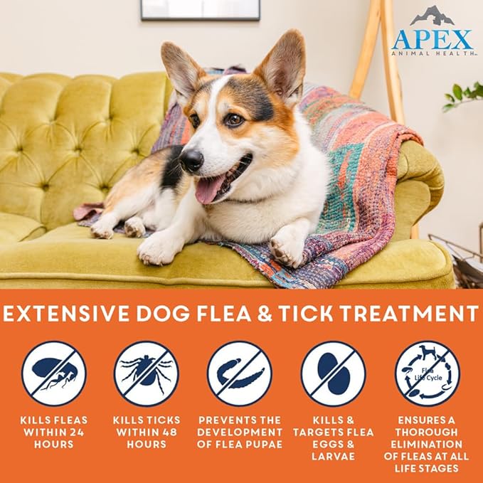 Apex Plus Flea and Tick Prevention for Dogs | Small (5-22 lbs) | 6-Month Supply | Dog Flea and Tick Treatment | 24-Hour Activation, Waterproof, 30-Day Protection