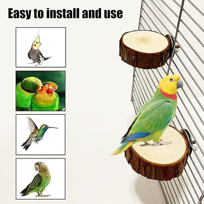 Allazone 10 PCS Natural Parrot Perch Bird Cage Accessories, Bird Platforms, Wood Stands, Grinding Fork Parakeet Platform for Small Lovebirds Budgies Cockatiels