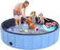Giant Dog Pool 97"x16", Hyperzoo Foldable Dog Swimming Pool, Hard Plastic PVC Leakproof Doggie Wading Collapsible Pet Bathing Tub for Puppy Small Medium Large Dogs and Kids, Blue