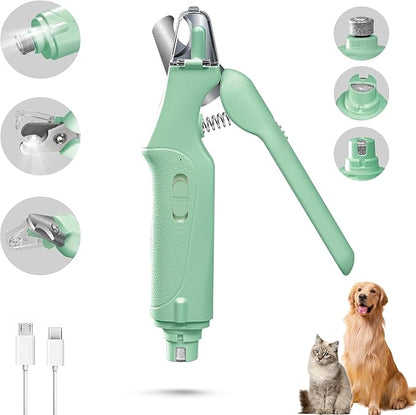 2 in 1 Dog Nail Clippers & Cat Nail Clippers Trimmers for Large Medium Small Dogs Cats Claw Trimmer Quick Sensor and Safety Guard USB Rechargeable with 2 LED Lights Dogs Nail Trimmer