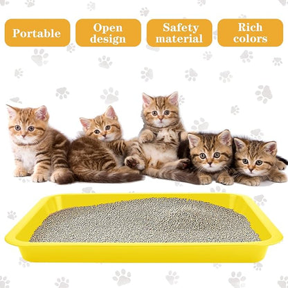 4 Pcs Open Small Kitten Litter Box, 15x12x1.4 Inch Low Entry Mini Open Cat Litter Box Rabbit Litter Pan Portable Shallow Litter Box Waterproof Travel Toilet for Bunny Guinea Pig Small Pet