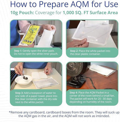 AQM by OdorXit, Air Quality Manager Chlorine Dioxide Odor Removal Packet, Dog Odor Eliminators for Home, Wet Dog Smell & Car Deodorizer, Strong Smell Neutralizer, 10g