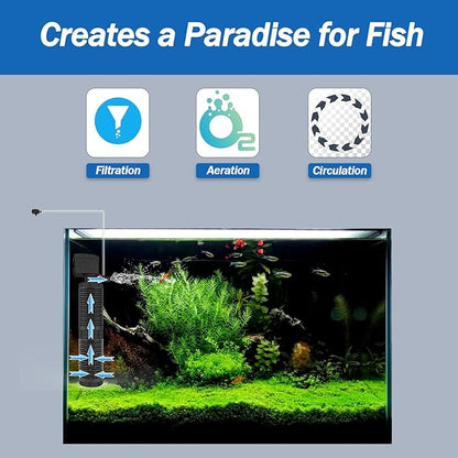 AquaMiracle True 4-Stage Fish Tank Filter, in-Tank Submersible Aquarium Filter Internal Fish Filter with Aeration, for 40-70 Gallon Aquariums