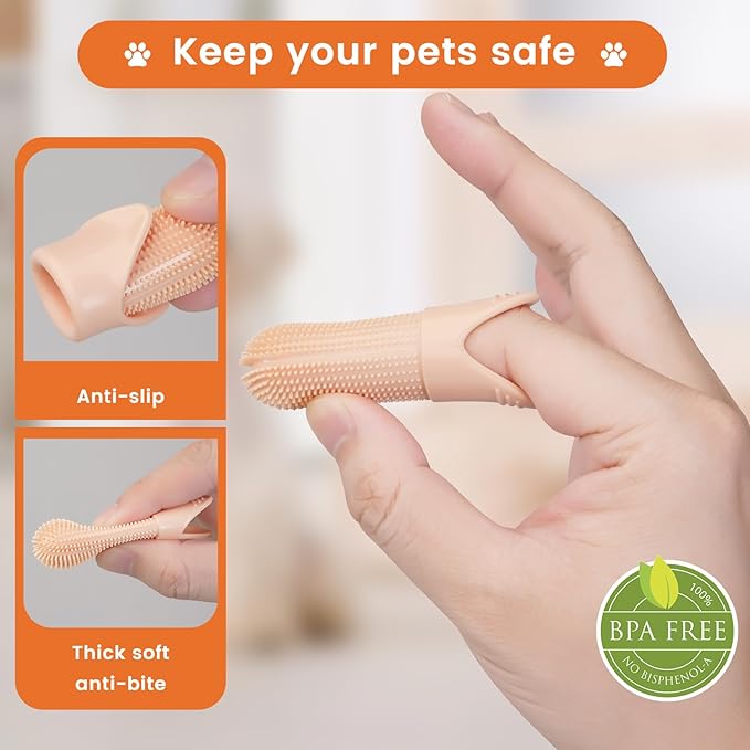 Duckart 6 Pack Dog Toothbrush, 360° Cleaning Finger Brush for Dogs Teeth, Food Grade Silicone Pet Toothbrush Fits Most Fingers