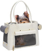 Fashion Pet Carrier Purse for Small Cat and Dog, Luxury Pu Soft-Sided Tote Bag with Large Pockets for Dogs and Puppies (White, 15.8" L x 7.5" W x 11.8" H)