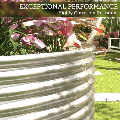 FRIZIONE 2pcs 9 in 1 Tall 8x2ft Galvanized Raised Garden Bed Outdoor,Steel Garden Bed for Vegetables,Above Ground Garden Box for Flower,Metal Raised Beds for Gardening