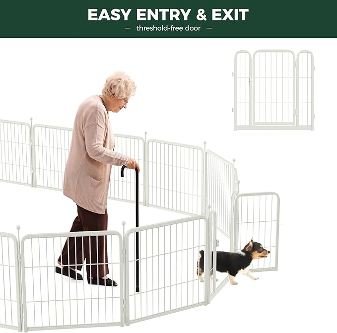 FXW Rollick Unleashed Dog Playpen for Indoor, Yard, RV Camping, 32 inch 32 Panels for Small and Medium Dogs, White│Patented