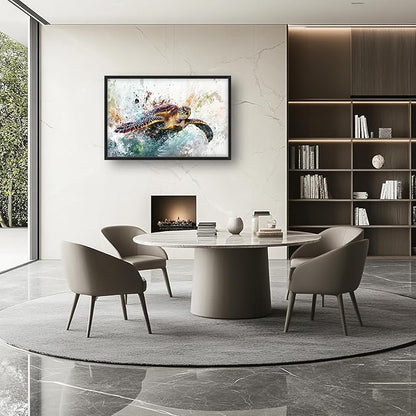 Extra Large Framed Sea Turtle Wall Art,Oversized Abstract Colorful Sea Nautical Wall Decor Pictures for Living Room,Canvas Print Painting Modern Artwork Bedroom Office Bathroom Home Decor 36L x24W