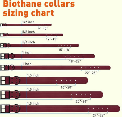 Dogline Biothane Waterproof Dog Collar Strong Coated Nylon Webbing with Black Hardware Odor- Proof for Easy Care Easy to Clean High Performance Fits Small Medium or Large Dogs, Merlot Burgundy