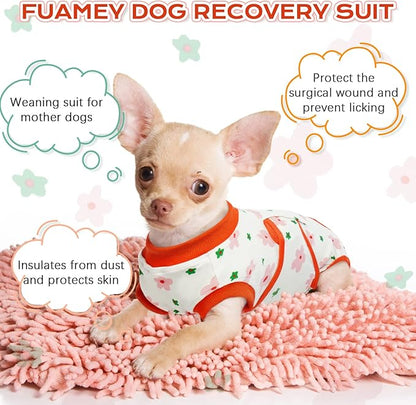 FUAMEY Recovery Suit for Dogs After Surgery,Soft Breathable Dog Bodysuit E-Collar & Cone Alternative Surgical Suit,Male Female Dog Neuter Spay Suits Anti Licking Wounds Onesie Red Flower XXL